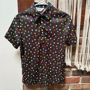 Vintage Black Button-Down Polka Dot Short Sleeve Shirt